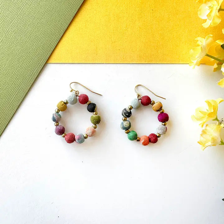 Encircled kantha earrings