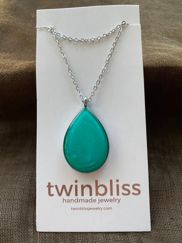 Earth & Sky Necklace - Aqua Drop Silver