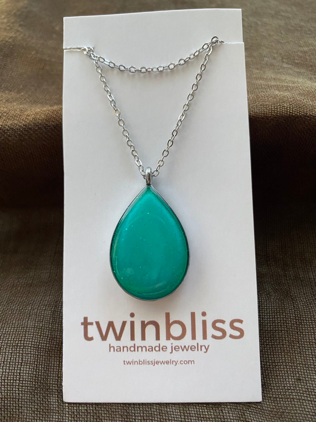 Earth & Sky Necklace - Aqua Drop Silver