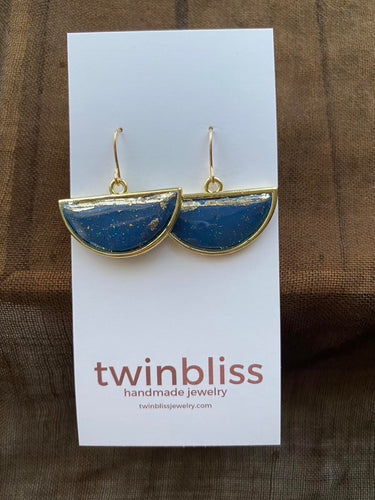 Earth & Sky Earrings - Blue Half Circle Gold