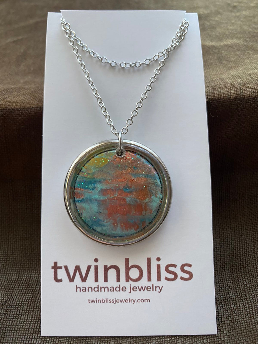 Earth & Sky Artisan Necklace - Large Silver Circle on Silver Chain