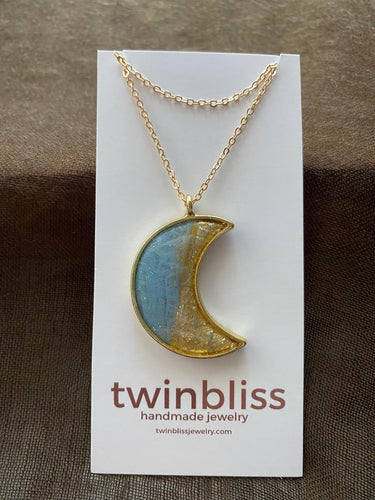 Earth & Sky Necklace- Abstract Moon Gold