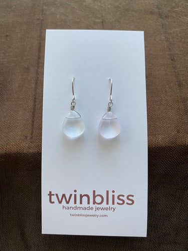 KAY Earrings - Shimmering White Jelly Bean Drop