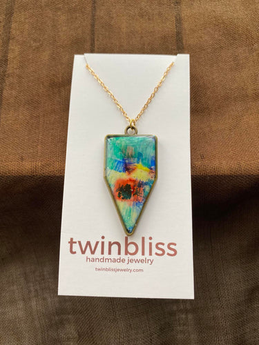 Earth & Sea Necklace - Abstract Art Black Spear Gold