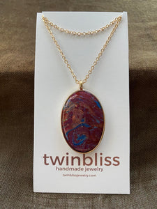 Earth & Sky Necklace- Red Rocks Oval Gold