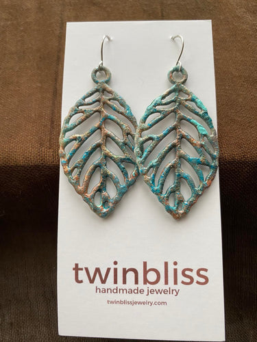 Kay Earrings - Patina Effect Leaf