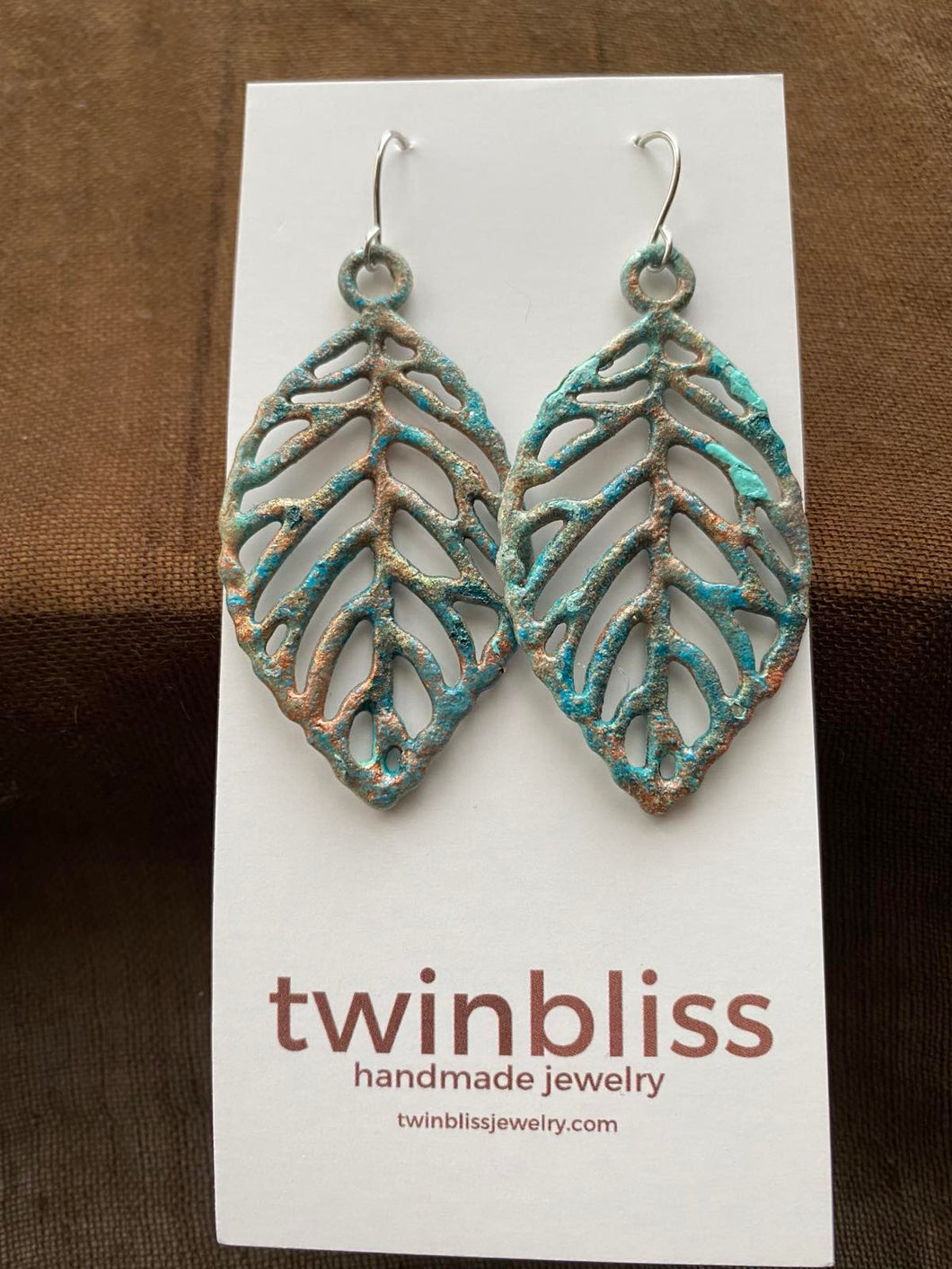 Kay Earrings - Patina Effect Leaf