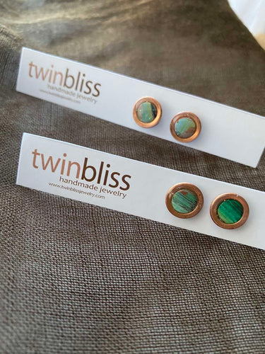 Earth & Sky Earrings - Abstract Art Copper Posts -1 pair