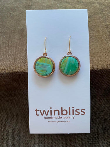 Earth & Sea Earrings - Abstract Art Copper Circles