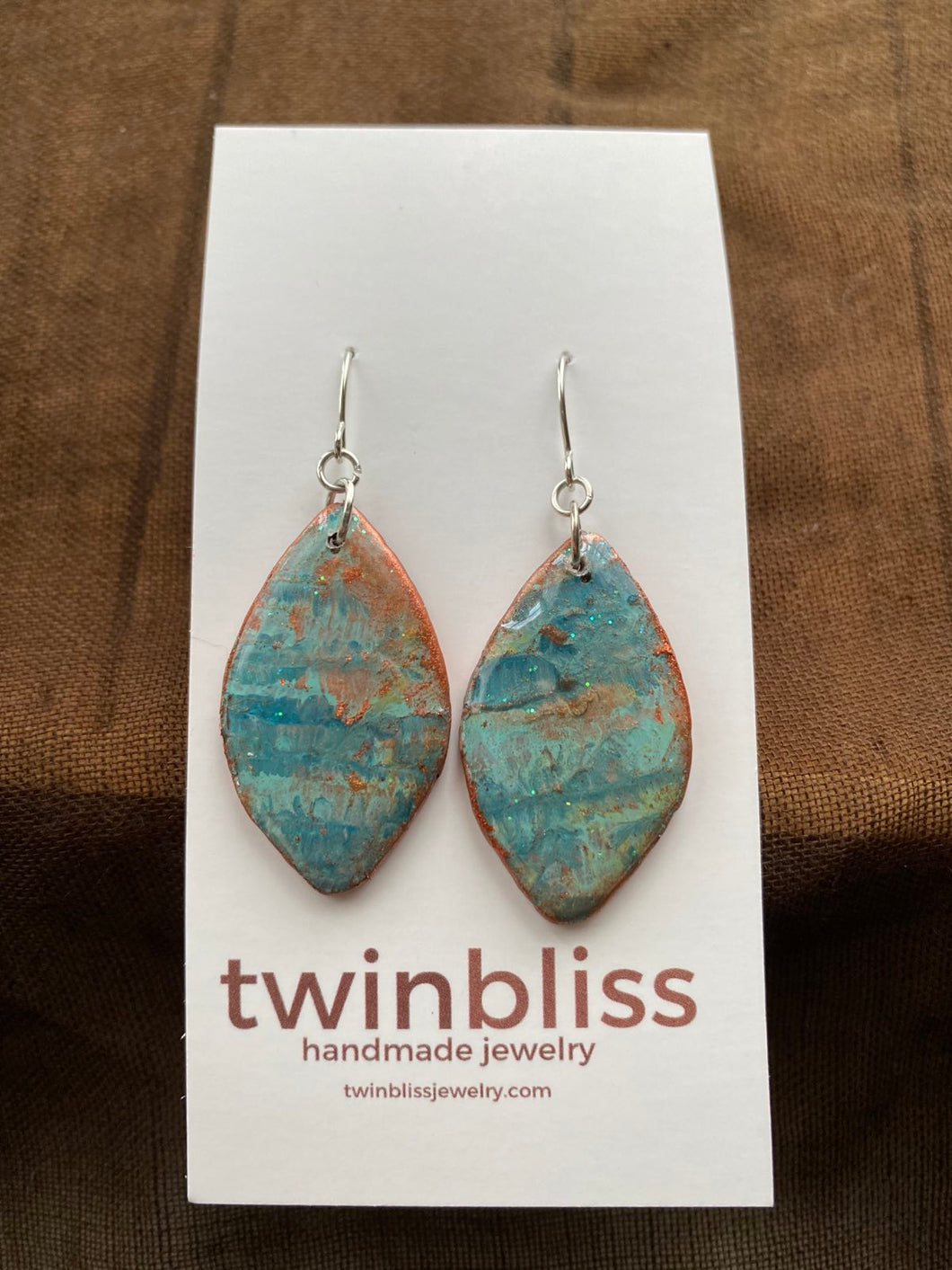 Earth & Sea Earrings - Blue/Copper Petal
