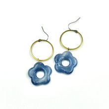 Groovy Flower Hoop Earrings - Blue