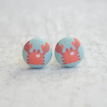 Crabs Fabric Button Earrings