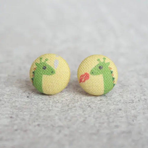 Dragons Fabric Button Earrings