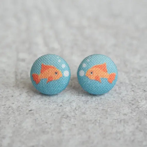 Goldfish Fabric Button Earrings