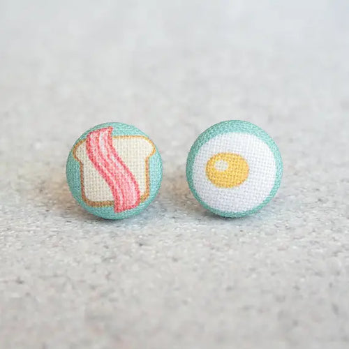 Breakfast Fabric Button Earrings
