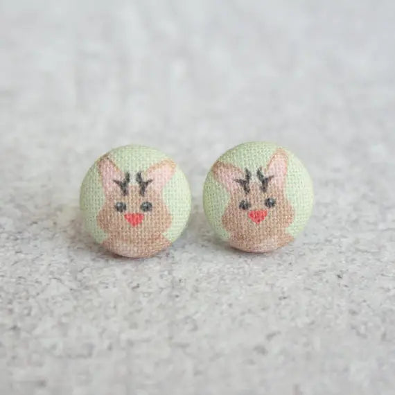 Jackalope Fabric Button Earrings