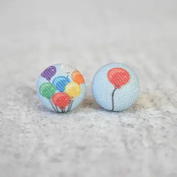 Balloons Fabric Button Earrings