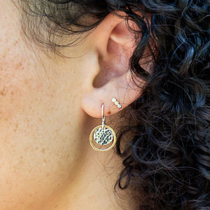 Hammered Halo Earrings - mixed metals