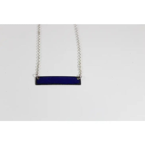 Navy Blue Enameled bar necklace