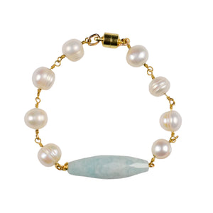 Pearl and Teal Bracelet