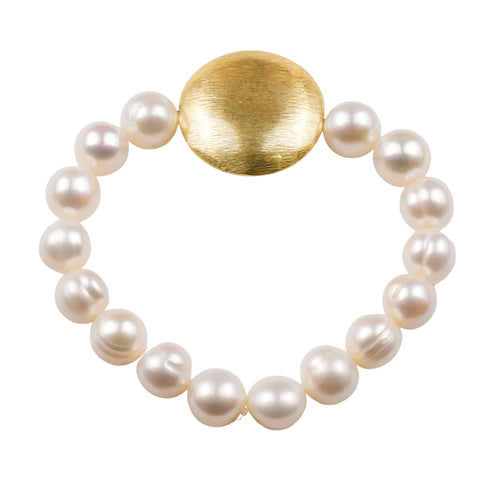 Freshwater Pearl and Disk Bracelet