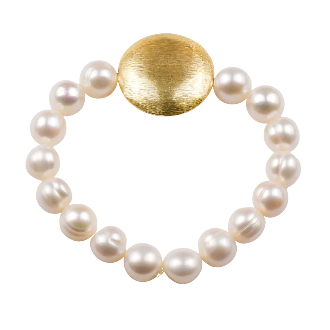 Freshwater Pearl and Disk Bracelet