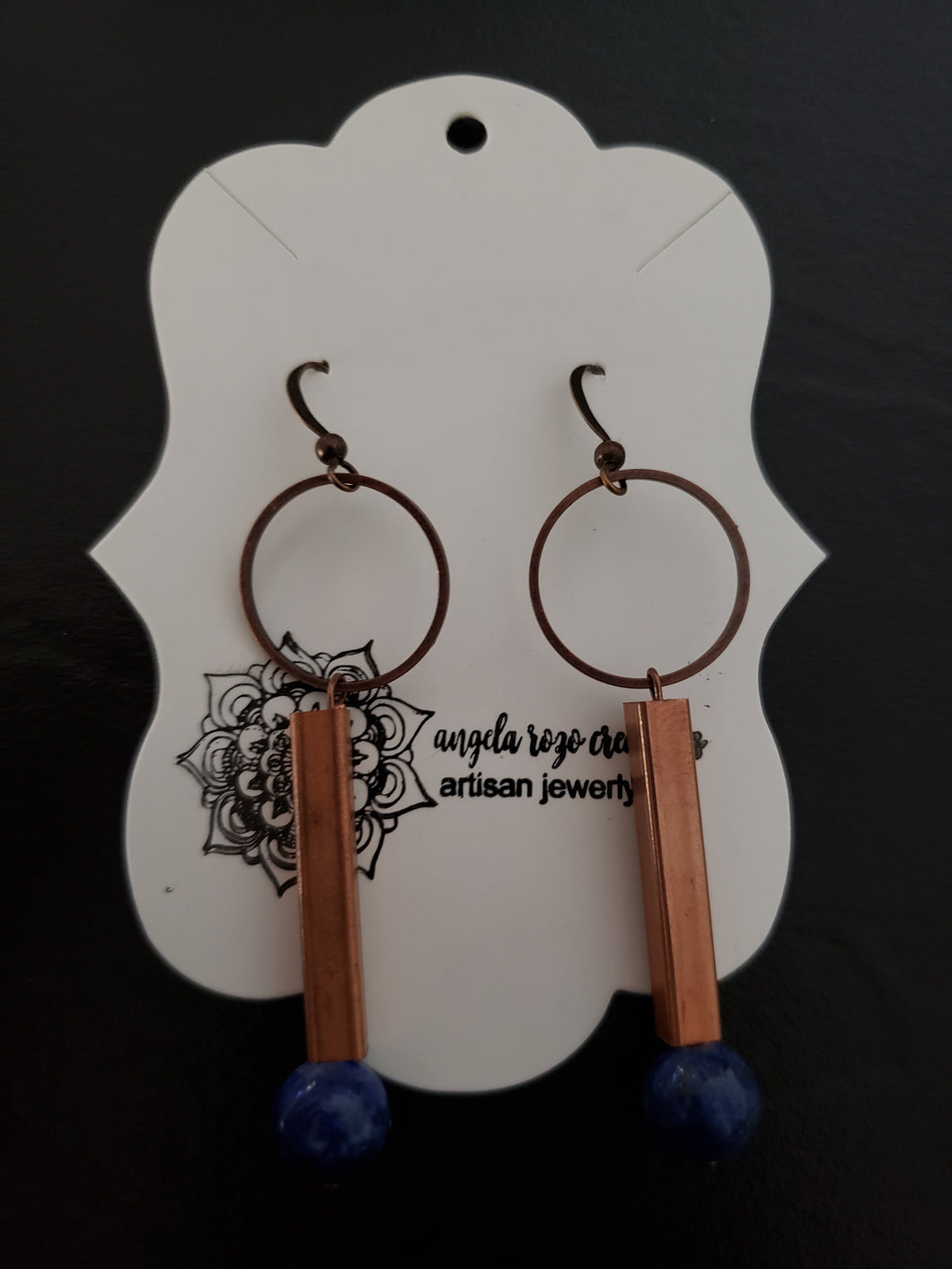 Lapis Lazuli and Copper Bar Earrings