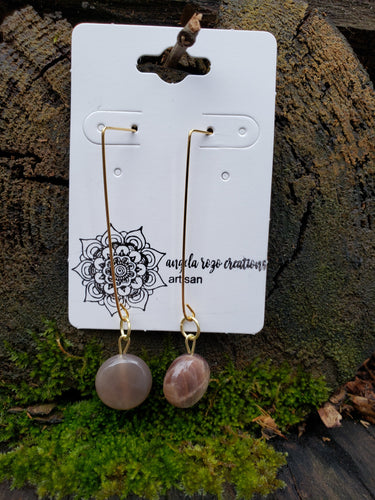 Earrings Long Drop w/ Natural Gemstone