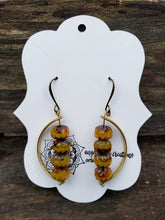 Earrings in Curved Brass and Natural Gemstone Beads
