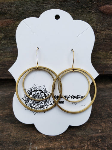 Geometrical Earrings in Brass with Hypoallergenic Ear Wires