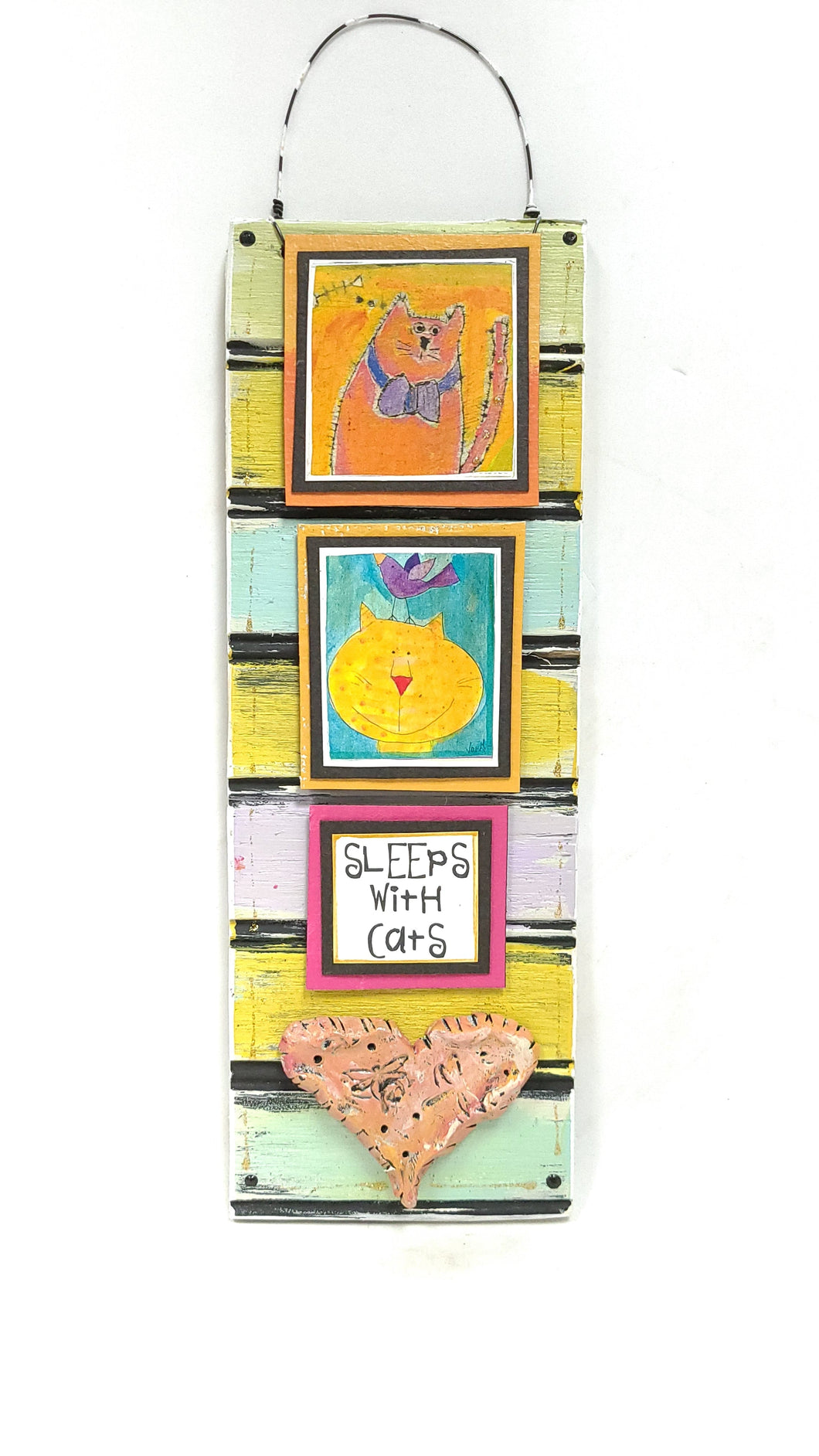 Hanging Cat Plaque - Sleeps With Cats