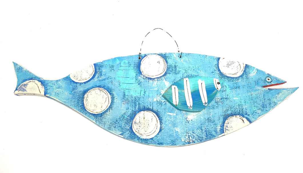 Hanging Fish- Blue with White Spots