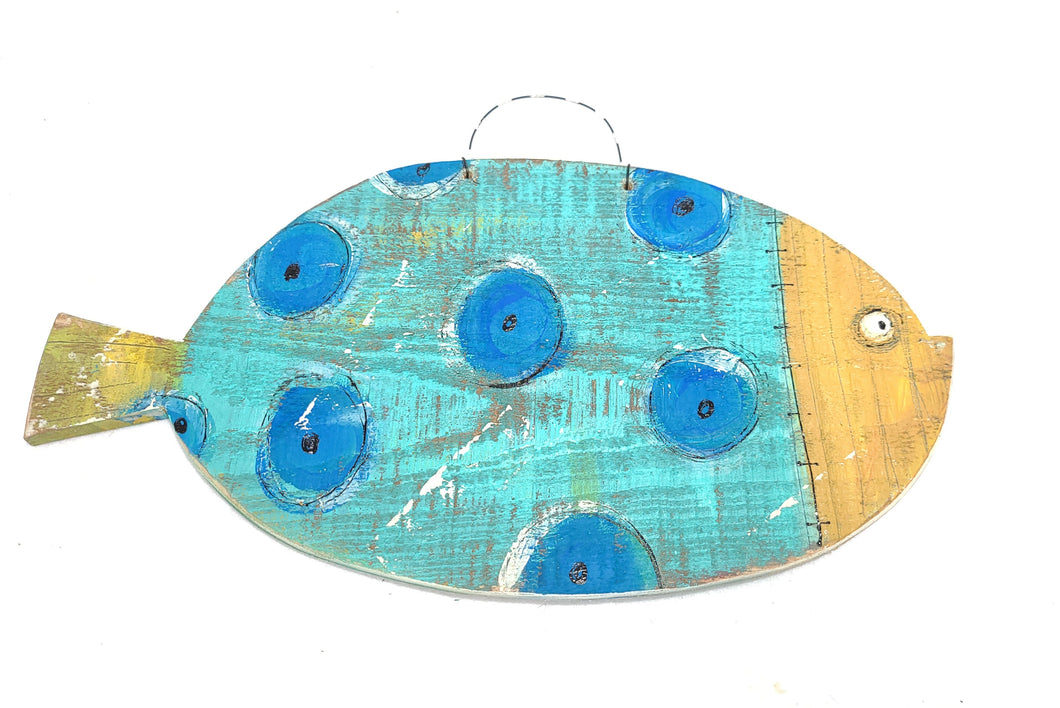 Hanging Fish- Blue with Orange face