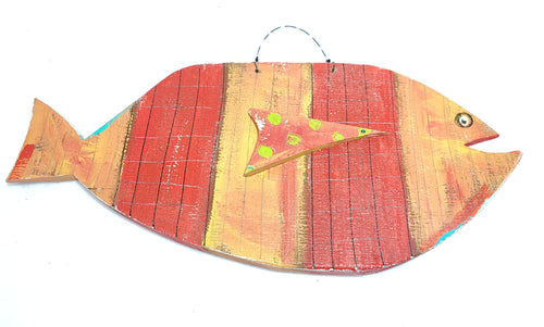 Hanging Fish- Red and Orange striped