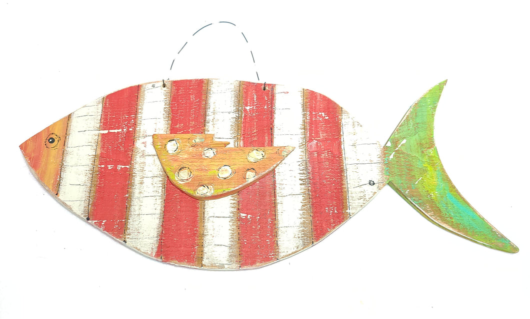 Hanging Fish- Red and White striped
