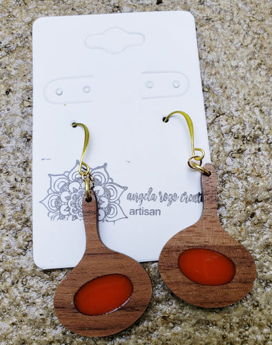 Earrings in Natural Wood and Resin