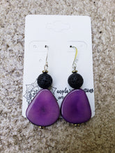 Earrings in Tagua and Lava Beans