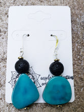 Earrings in Tagua and Lava Beans