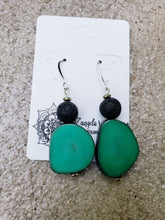 Earrings in Tagua and Lava Beans