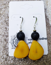 Earrings in Tagua and Lava Beans