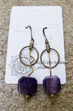 Earrings Long Drop w/ Natural Gemstone