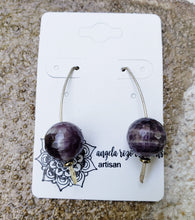 Earrings Long Drop w/ Natural Gemstone