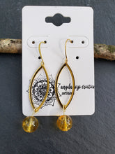 Brass Marquise Earrings with Stone Beads