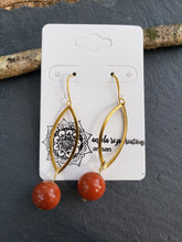 Brass Marquise Earrings with Stone Beads