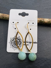 Brass Marquise Earrings with Stone Beads