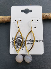 Brass Marquise Earrings with Stone Beads