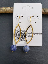 Brass Marquise Earrings with Stone Beads