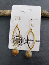 Brass Marquise Earrings with Stone Beads