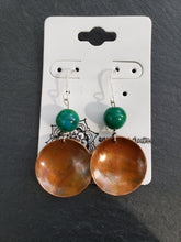 Copper Cup Earrings with Stone Beads