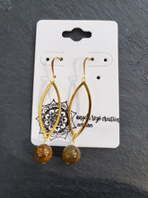Brass Marquise Earrings with Stone Beads